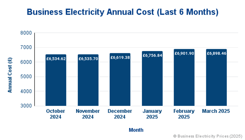 Business Electricity Annual Cost 2025 (Last 6 Months)